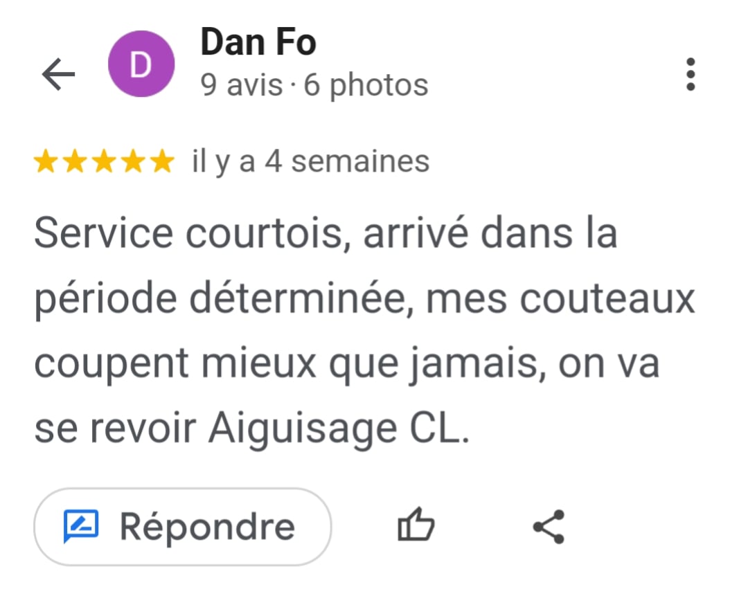 Aiguisage CL - Avis 5 étoiles