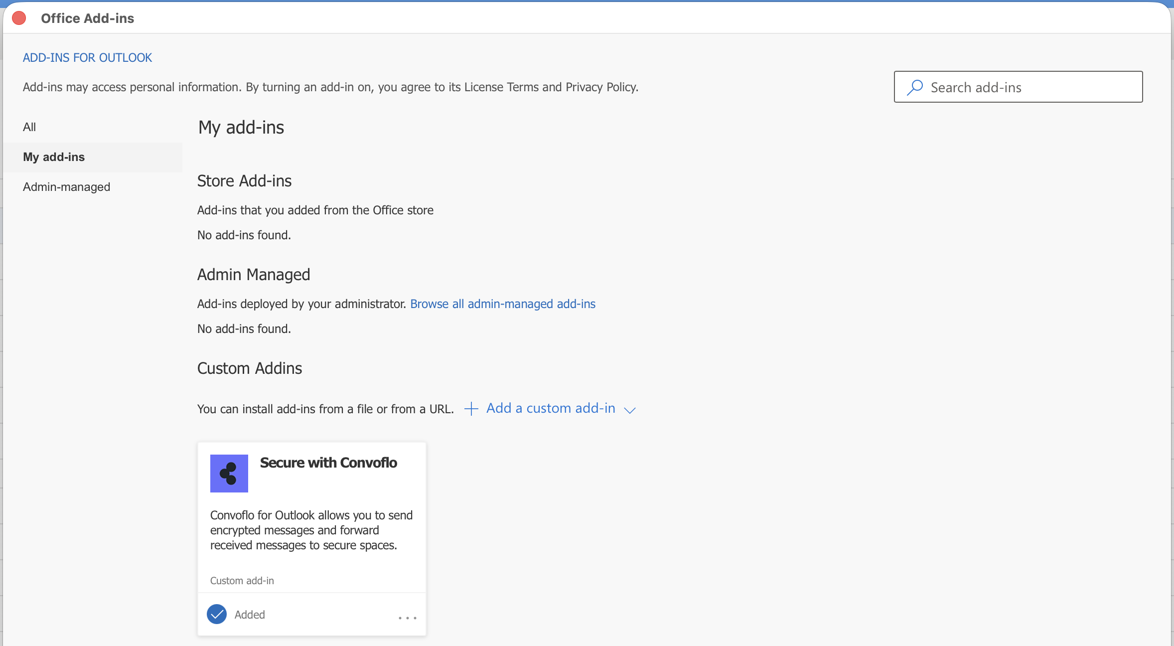 Uploading the XML manifest file in Outlook