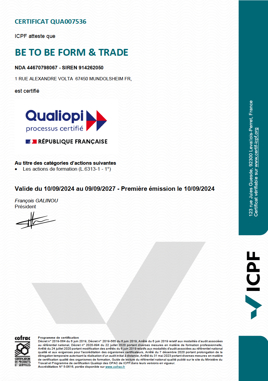 Certificat QUA007536
